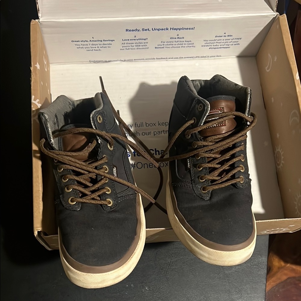 Vans Black and Brown High-Top Sneakers